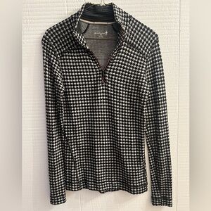 Smartwool Womens Merino Wool Base Layer 1/4 Zip Houndstooth Pullover,  Medium